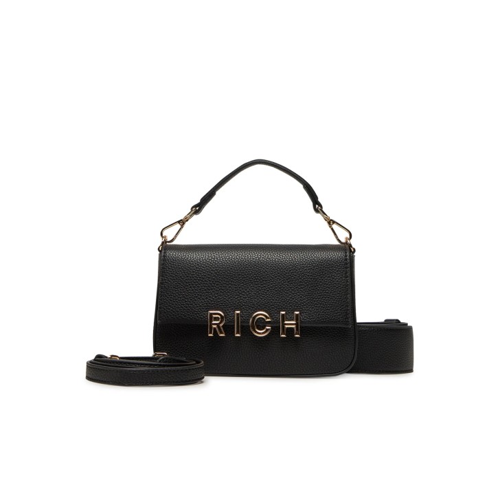 JOHN RICHMOND BORSA SMALL NERA A MANO CON INIZIALI DEL LOGO ORO 