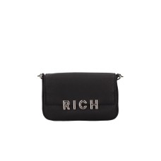 JOHN RICHMOND BORSA SMALL NERA A MANO CON INIZIALI DEL LOGO ARGENTO 