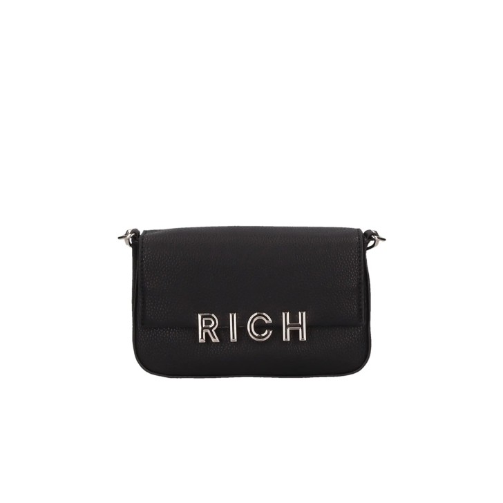 JOHN RICHMOND BORSA SMALL NERA A MANO CON INIZIALI DEL LOGO ARGENTO 