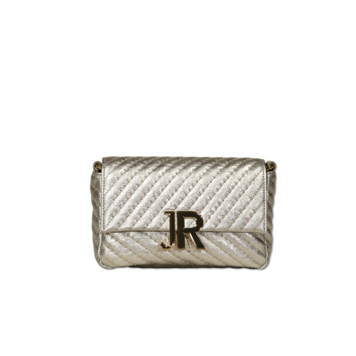 JOHN RICHMOND BORSA SMALL ARGENTO A TRACOLLA CON BORCHIE ORO 