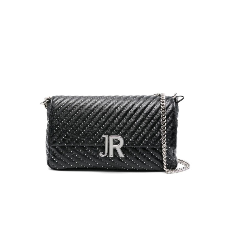 JOHN RICHMOND BORSA A SPALLA DA DONNA NERA CON BORCHIE ARGENTO 