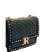 JOHN RICHMOND BORSA A SPALLA DA DONNA NERA CON BORCHIE ORO E INIZIALI DEL LOGO 