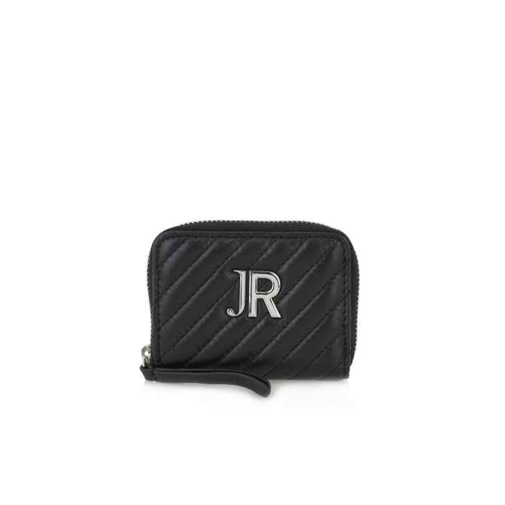 JOHN RICHMOND PORTAMONETE NERO DA DONNA CON LOGO JR ARGENTO