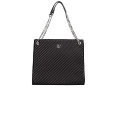 JOHN RICHMOND BORSA NERA A SPALLA DA DONNA CON LOGO JR ARGENTO