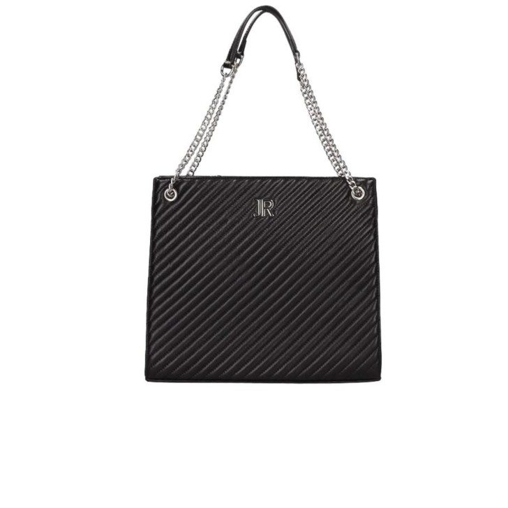 JOHN RICHMOND BORSA NERA A SPALLA DA DONNA CON LOGO JR ARGENTO