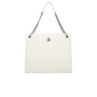 JOHN RICHMOND BORSA BIANCA A SPALLA DA DONNA CON LOGO JR ARGENTO