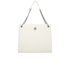 JOHN RICHMOND BORSA BIANCA A SPALLA DA DONNA CON LOGO JR ARGENTO