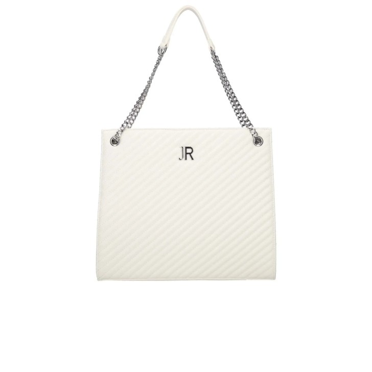 JOHN RICHMOND BORSA BIANCA A SPALLA DA DONNA CON LOGO JR ARGENTO