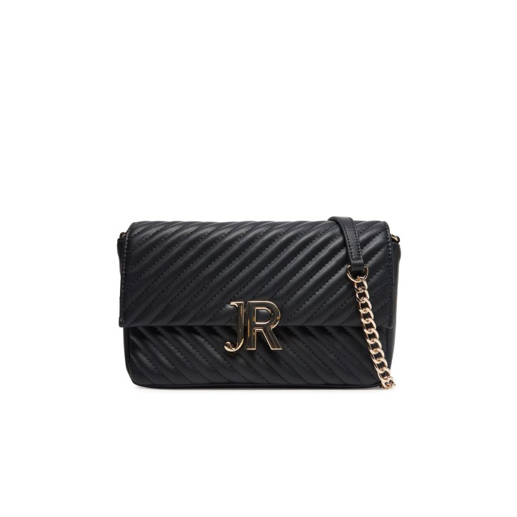 JOHN RICHMOND BORSA MEDIUM NERA A TRACOLLA CON INIZIALI DEL LOGO ORO 