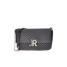 JOHN RICHMOND BORSA MEDIUM NERA A TRACOLLA CON INIZIALI DEL LOGO ARGENTO 