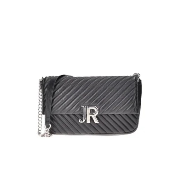 JOHN RICHMOND BORSA MEDIUM NERA A TRACOLLA CON INIZIALI DEL LOGO ARGENTO 