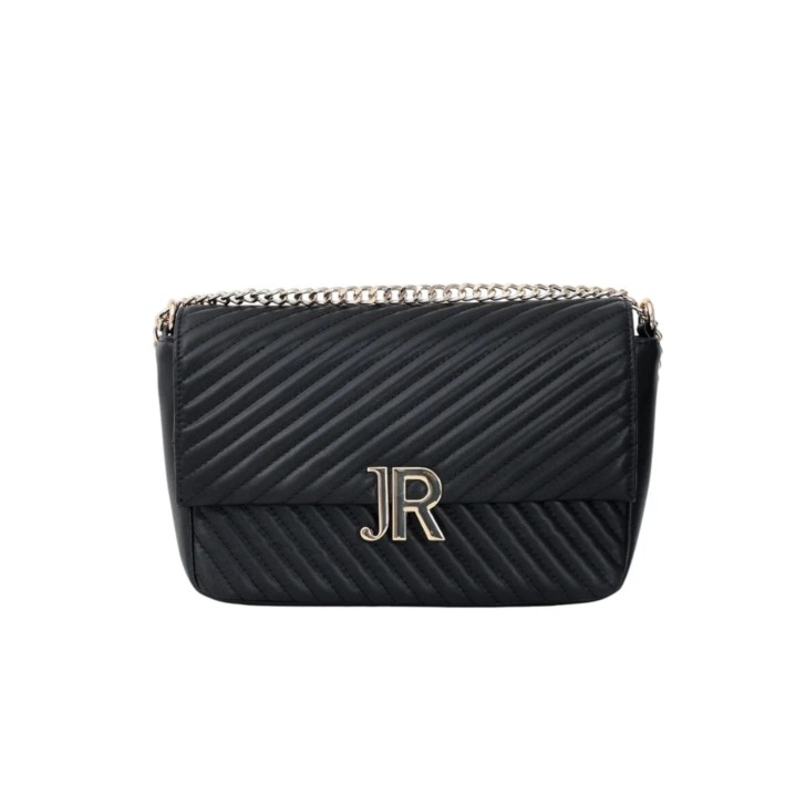 JOHN RICHMOND BORSA BIG NERA A TRACOLLA IN PELLE CON INIZIALI DEL LOGO ORO 