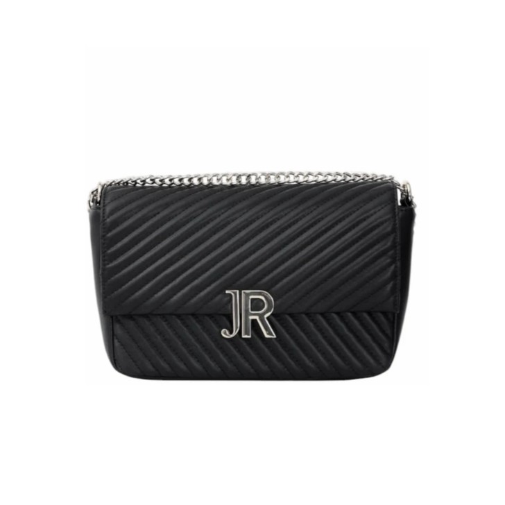 JOHN RICHMOND BORSA BIG NERA A TRACOLLA IN PELLE CON INIZIALI DEL LOGO ARGENTO 