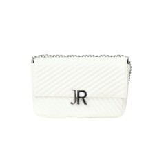 JOHN RICHMOND BORSA BIG BIANCA A TRACOLLA IN PELLE CON INIZIALI DEL LOGO ARGENTO 
