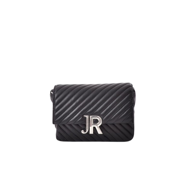 JOHN RICHMOND BORSA SMALL NERA A TRACOLLA IN PELLE CON INIZIALI DEL LOGO ARGENTO 