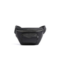 Emporio Armani Marsupio Nero in pelle rigenerata saffiano con placchetta Aquila