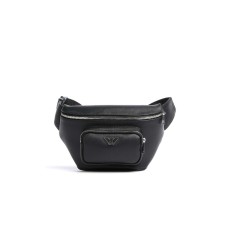 Emporio Armani Marsupio Nero in pelle rigenerata saffiano con placchetta Aquila