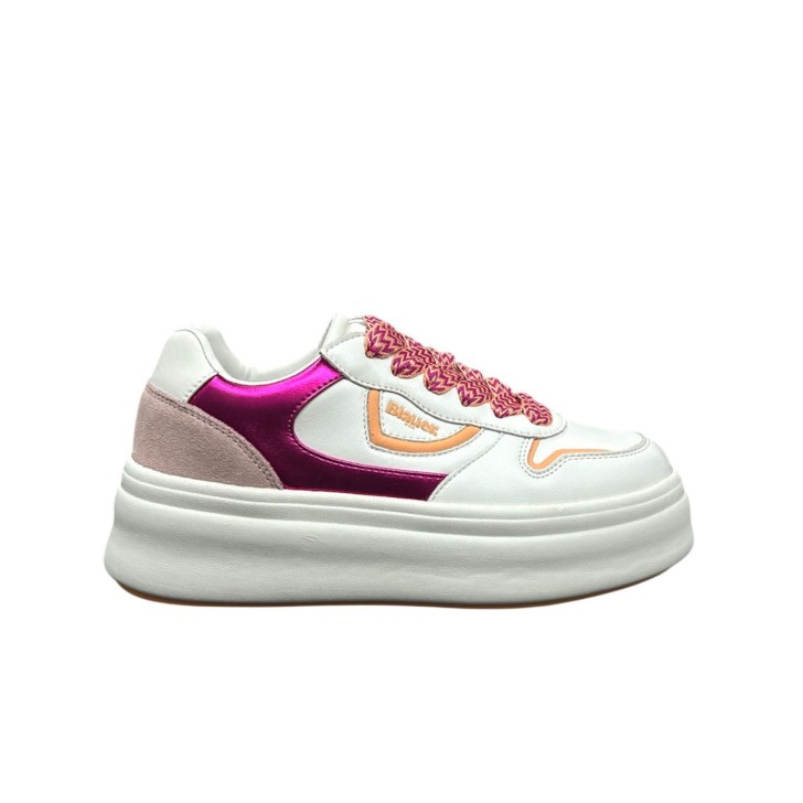 BLAUER SNEAKERS DA DONNA BIANCA CON INSERTI FUCSIA E ROSA 