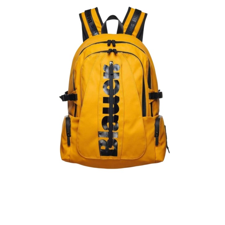 BLAUER ZAINO GIALLO CON LOGO LETTERING IN NERO NELLA PARTE ANTERIORE 