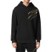 PLEIN SPORT FELPA IN JERSEY DI COTONE BLACK E GOLD CON STAMPA LAMINATA 