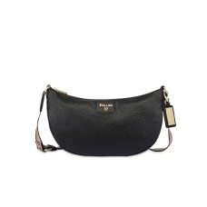 POLLINI BORSA HOBO NERA A TRACOLLA CON DETTAGLIO STAMPA HERITAGE 
