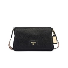 POLLINI BORSA NERA A TRACOLLA CON DETTAGLIO STAMPA HERITAGE 