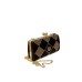 POLLINI POCHETTE NERA CON  BORCHIE ORO ALL OVER E TRACOLLA IN CATENA DORATA
