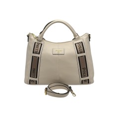 POLLINI BORSA A MANO DA DONNA BEIGE CON LOGO LETTERING ORO 
