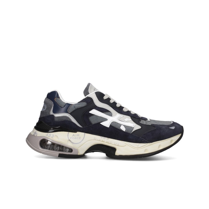 PREMIATA SHARKY_409 SNEAKER REALIZZATA IN UN MIX DI MATERIALI BLUE