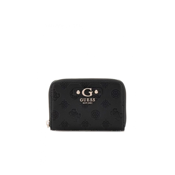 GUESS GERTY PORTAFOGLIO MEDIO NERO LOGO ALL-OVER IMPRESSO