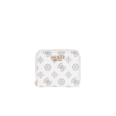 GUESS LAUREL PORTAFOGLIO PICCOLO BIANCO CON LOGO ALL-OVER
