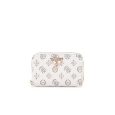 GUESS LAUREL PORTAFOGLIO MEDIO BIANCO CON LOGO ALL-OVER 