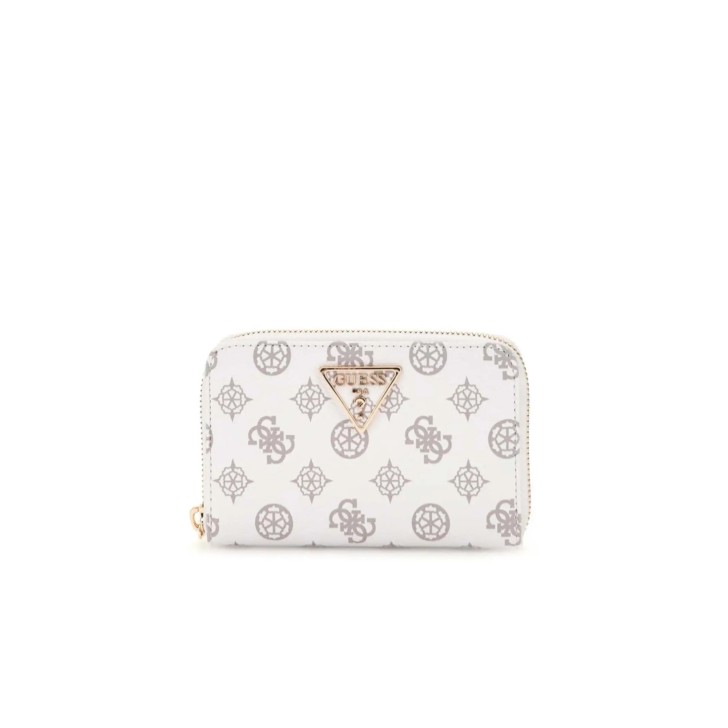 GUESS LAUREL PORTAFOGLIO MEDIO BIANCO CON LOGO ALL-OVER 