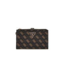 GUESS PORTAFOGLIO LAUREL MARRONE LOGO ALL-OVER