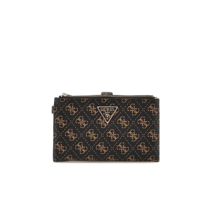 GUESS PORTAFOGLIO LAUREL MARRONE LOGO ALL-OVER