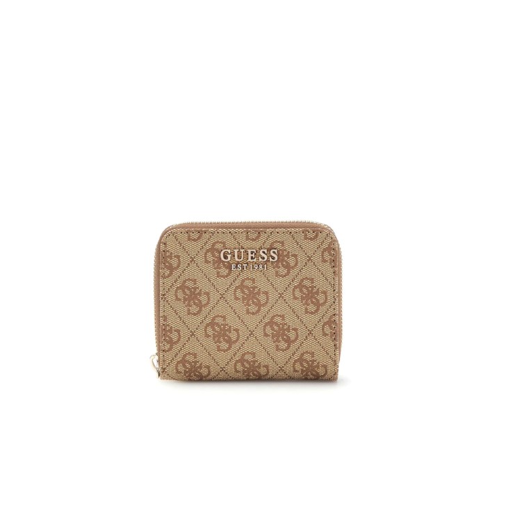 GUESS LAUREL PORTAFOGLIO PICCOLO MARRONE LOGO ALL-OVER 4G 