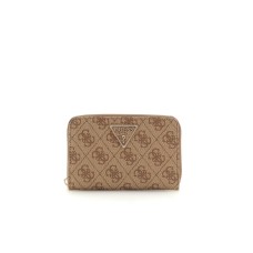 GUESS LAUREL PORTAFOGLIO MEDIO MARRONE CON LOGO ALL-OVER 4G