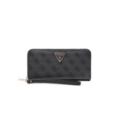 GUESS LAUREL PORTAFOGLIO GRANDE NERO LOGO ALL-OVER