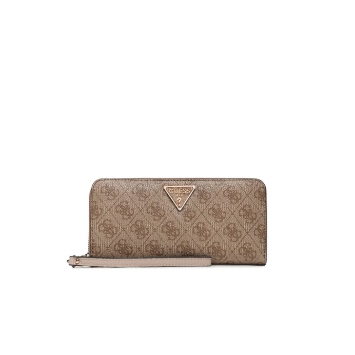 GUESS LAUREL PORTAFOGLIO GRANDE MARRONE LOGO ALL-OVER