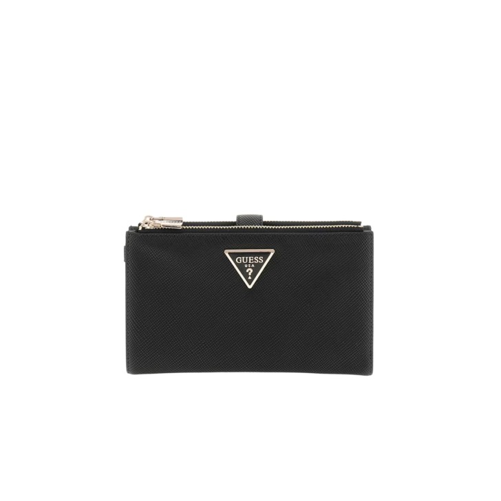 GUESS PORTAFOGLIO LAUREL NERO IN SAFFIANO