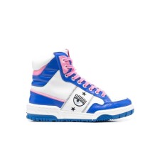 Chiara Ferragni Sneakers Bianca con inserti blu con banda Logomania ai lati