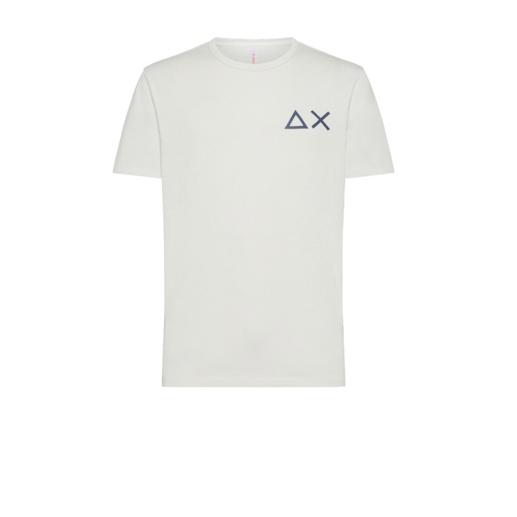  SUN68 T-SHIRT IN COTONE A MANICA CORTA WHITE CON LOGO SUN68 BLUE 