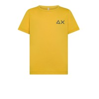 SUN68 T-SHIRT IN COTONE A MANICA CORTA YELLOW CON LOGO SUN68 BLUE	