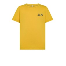 SUN68 T-SHIRT IN COTONE A MANICA CORTA YELLOW CON LOGO SUN68 BLUE	