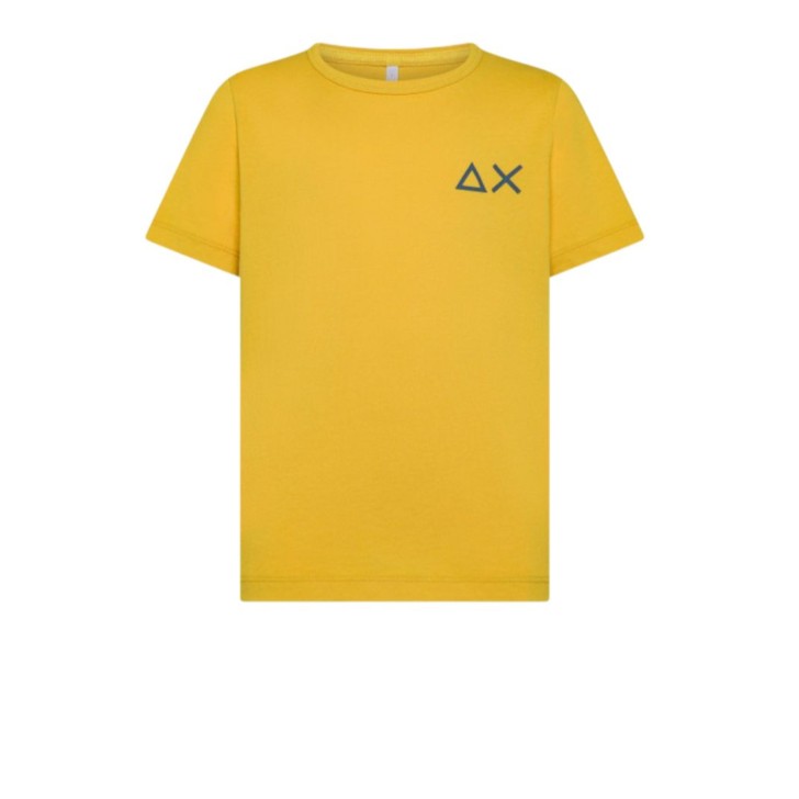 SUN68 T-SHIRT IN COTONE A MANICA CORTA YELLOW CON LOGO SUN68 BLUE	