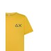 SUN68 T-SHIRT IN COTONE A MANICA CORTA YELLOW CON LOGO SUN68 BLUE	