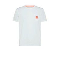 SUN68 T-SHIRT IN COTONE A MANICA CORTA WHITE CON PATCH ORANGE FLUO CON LOGO SUN68 WHITE