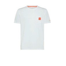 SUN68 T-SHIRT IN COTONE A MANICA CORTA WHITE CON PATCH ORANGE FLUO CON LOGO SUN68 WHITE