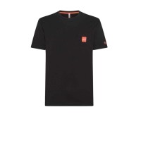 SUN68 T-SHIRT IN COTONE A MANICA CORTA BLACK CON PATCH ORANGE FLUO CON LOGO SUN68 WHITE	
