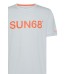 SUN68 T-SHIRT IN COTONE A MANICA CORTA WHITE CON LOGO SUN68 ORANGE FLUO	